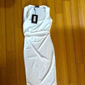PLT  Square neck body con midi dress